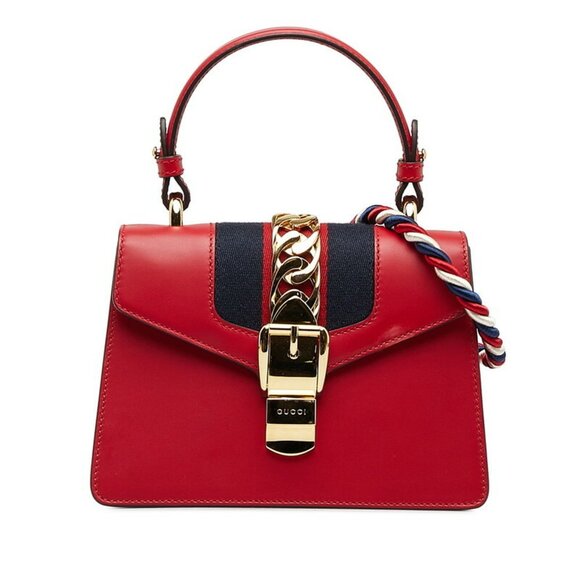 GUCCI Red Leather Shoulder Bag - Picture 2 of 10